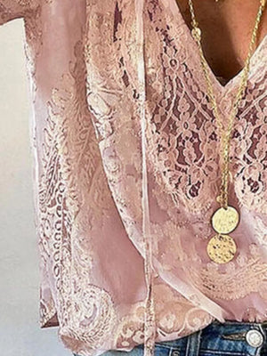 blouse featuring lace in Khaki with 100% polyester Care instructions: Machine wash cold texture