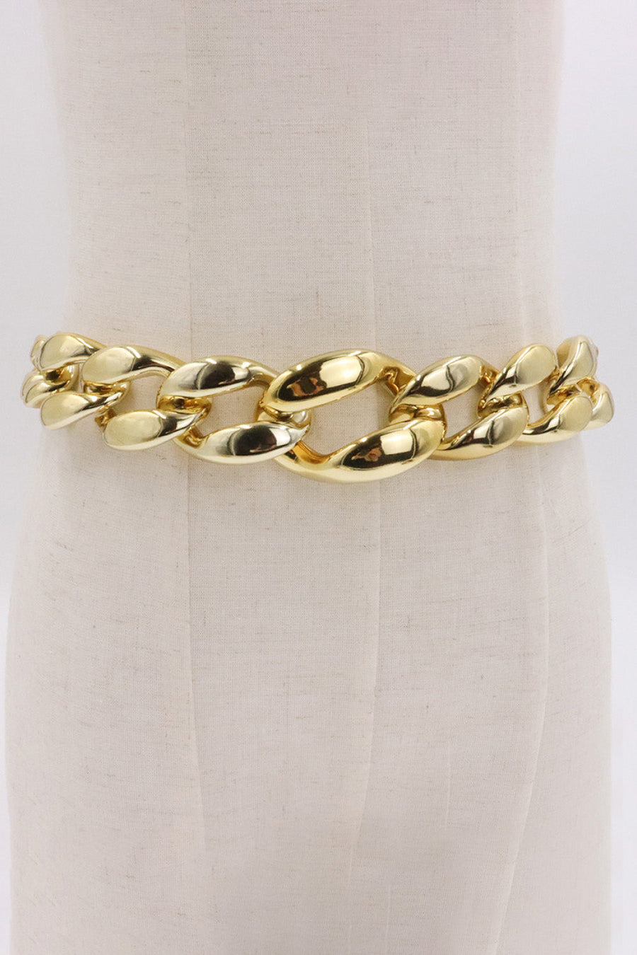 Chunky gold acrylic chain belt with large links