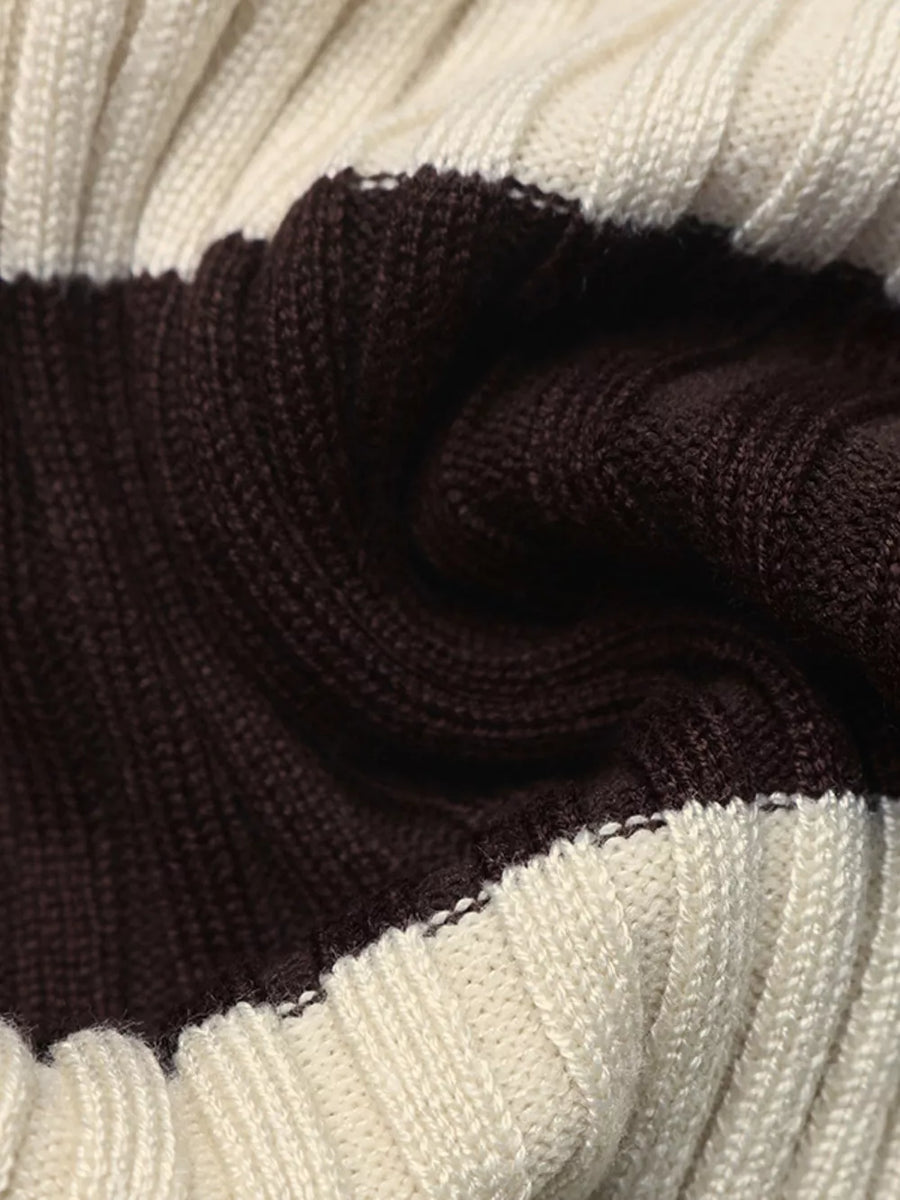 Striped Ribbed Knit Long Sleeve Sweater option 9