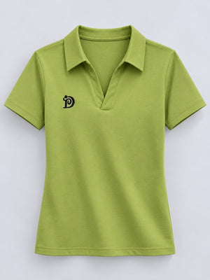 Polyester and spandex blend polo shirt in Matcha Green with relaxed silhouette