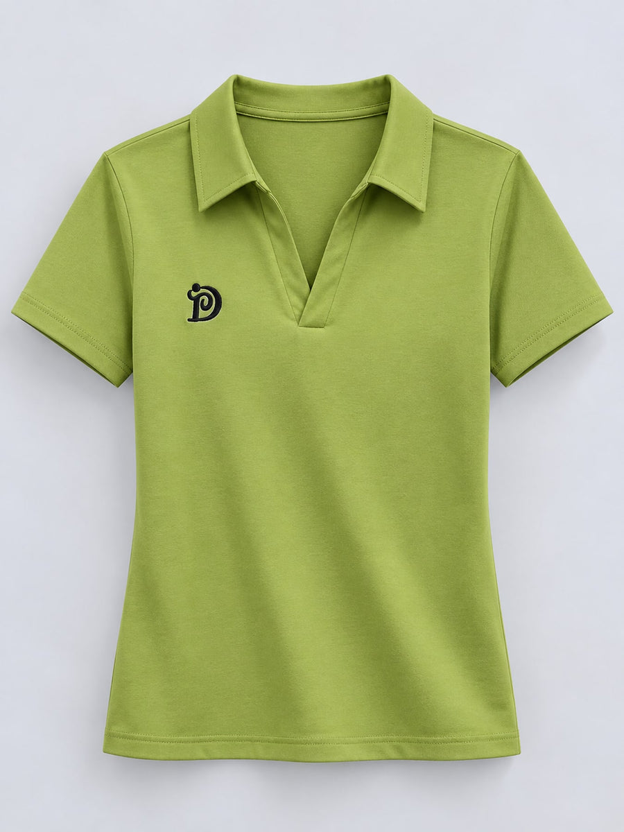 Polyester and spandex blend polo shirt in Matcha Green with relaxed silhouette