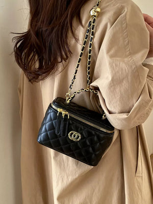 Black Quilted Leather Crossbody Bag