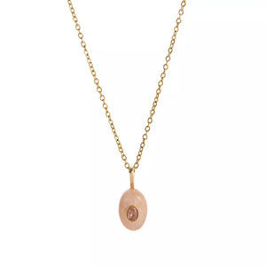 Watermelon pink necklace with gold-tone chain and not applicable