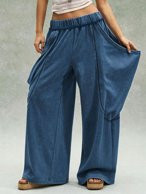 Wine Red cargo pants with full-length and elastic