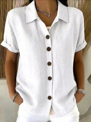 Black Full Size Button Up Short Sleeve Shirt