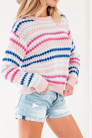Striped Geometric Pattern Sweater option 7