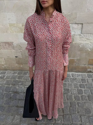 bohemian shirt dress in Dusty Pink with collared