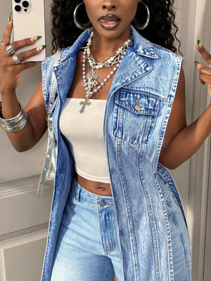 western vest in light blue with collared