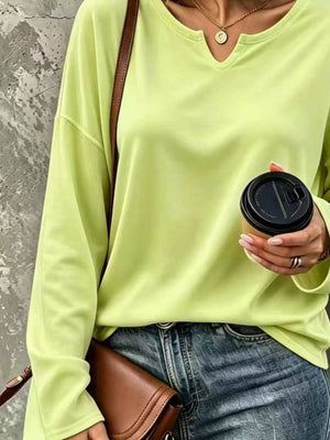 Beige loose t-shirt with v-neck