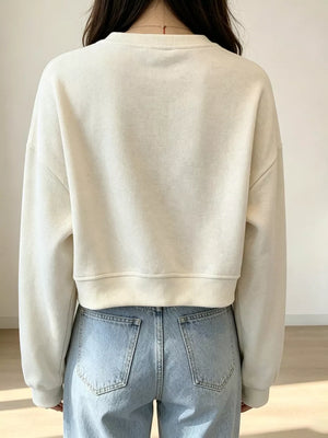 Orange-red Crew Neck Drop Shoulder Sweatshirt