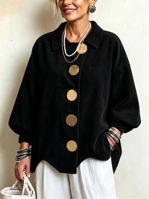 vintage-inspired jacket in Black with collared