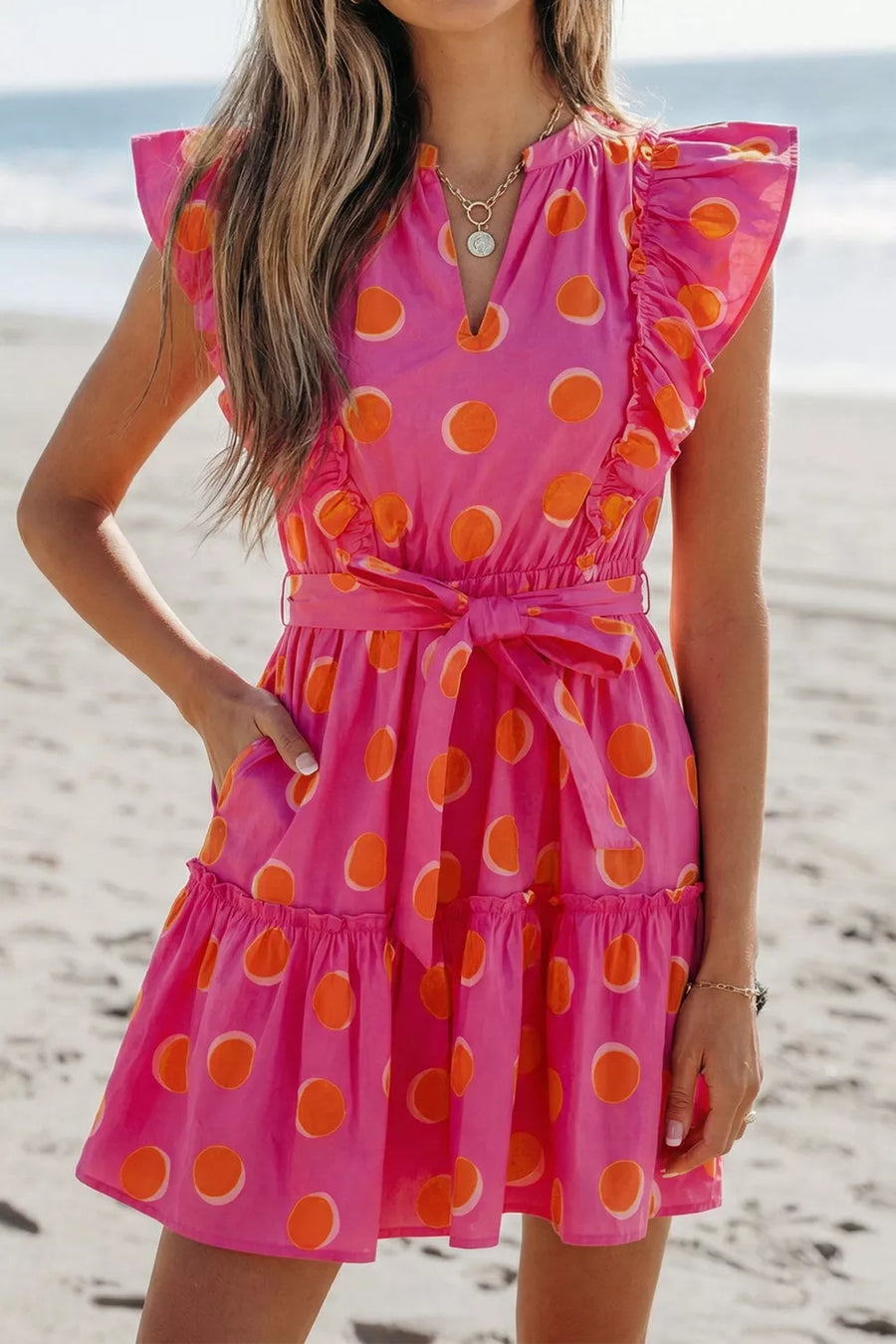 Ruffle Sleeve Polka Dot Mini Dress option 5