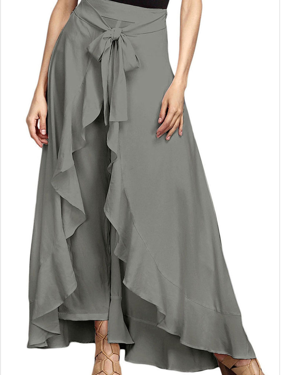 100% polyester Care instructions: Machine wash cold wide-leg pants in Red with flared silhouette