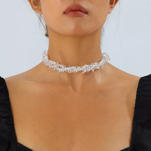 Irregular Glass 18k Gold-plated Choker Necklace in White