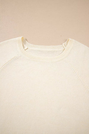 White regular pullover sweater with crew neck