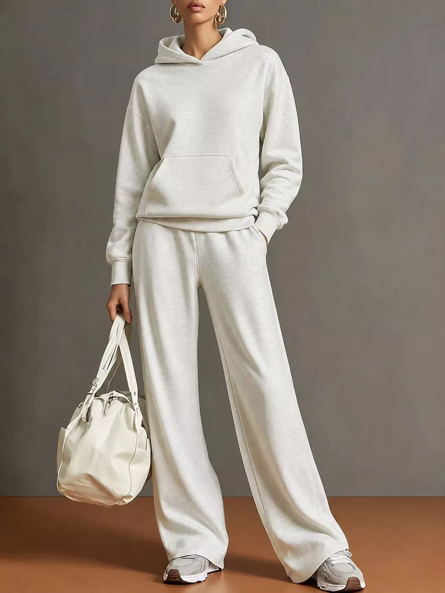 Burgundy lounge set with full-length and pullover, drawstring, elastic