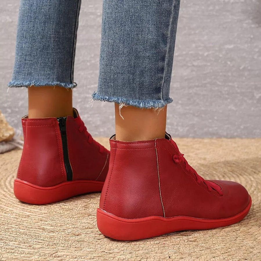 ankle boots in Blue with lace-up and ankle-length