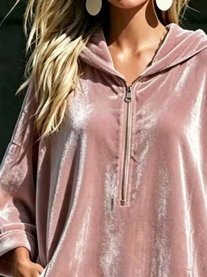 athleisure hoodie dress in Black with hooded