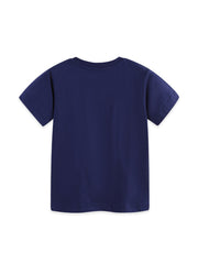 Toddler navy blue 100% cotton crew neck t-shirt, short sleeves, basic style