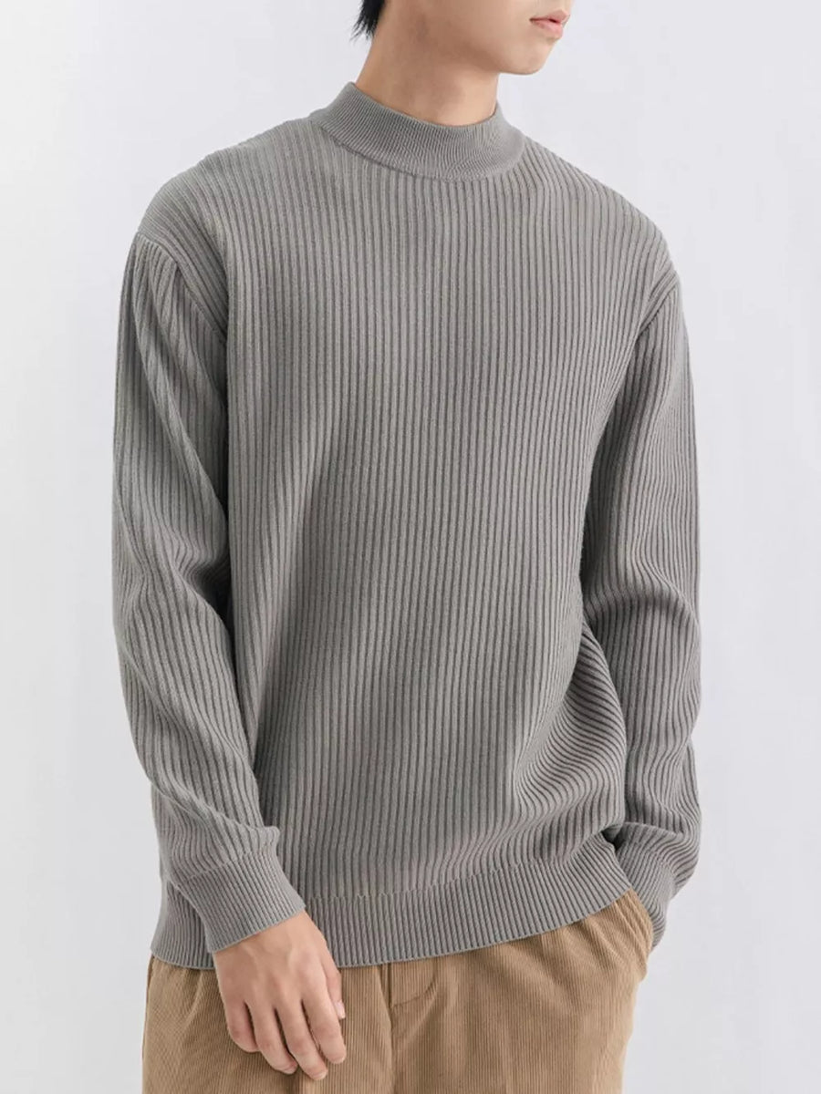 mock neck sweater featuring ribbed in Greyish Green with 95%polyester,5%spandex Care instructions: Machine wash cold texture