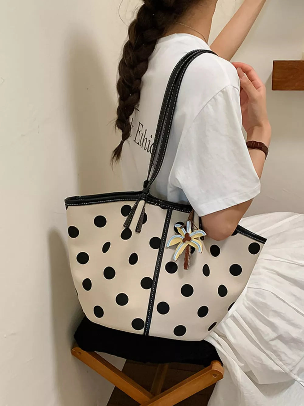 White Polka Dot Shoulder Bag