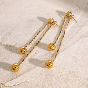 18k Gold-plated Ball Drop Earrings in gold with gold-plated
