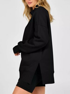 Khaki oversized sweatshirt with collared