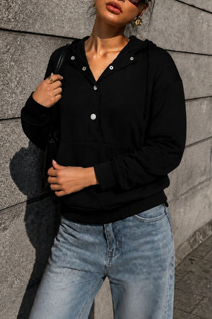 Dark Green relaxed pullover hoodie with hooded