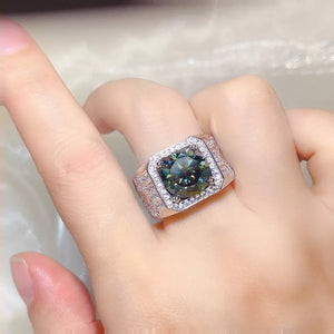 925 Sterling Silver Moissanite Solitaire Cocktail Ring