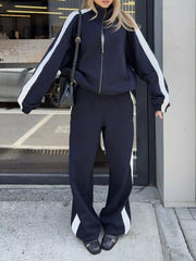 Zip Up Long Sleeve Outerwear And Pants Set option 14