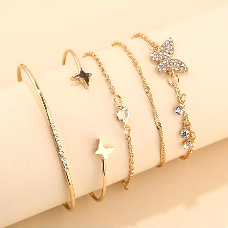 clear bracelet featuring 18K gold-plated and butterfly