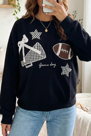 red sweatshirt with embroidered details and long sleeve
