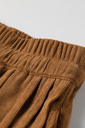 wide-leg pants featuring ribbed in Camel with 100% polyester Care instructions: Machine wash cold texture