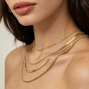 Gold with Layered 18k Gold-plated Chain Necklace