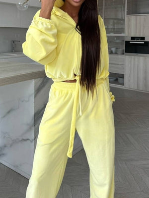 100% polyester Care instructions: Machine wash cold tracksuit in Yellow with relaxed silhouette