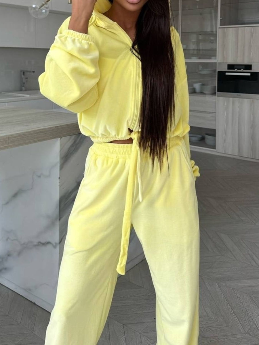 100% polyester Care instructions: Machine wash cold tracksuit in Yellow with relaxed silhouette