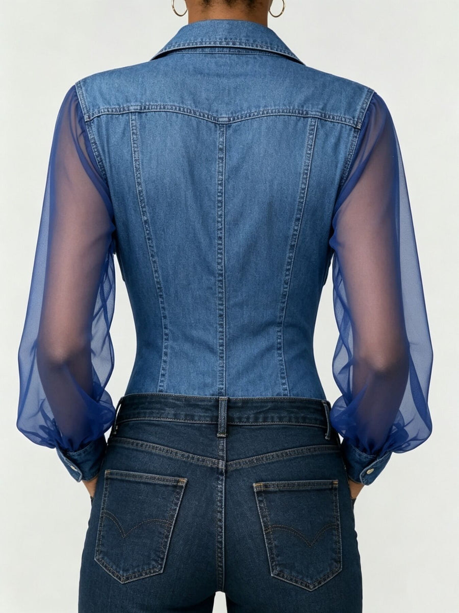 100% polyester Care instructions: Machine wash cold button-up shirt in royal blue with fitted silhouette