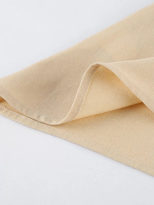 One-shoulder Tie-waist Top And Wide-leg Pants Set in Khaki Color