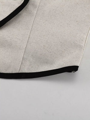 Cream linen blend blazer with black trim detail