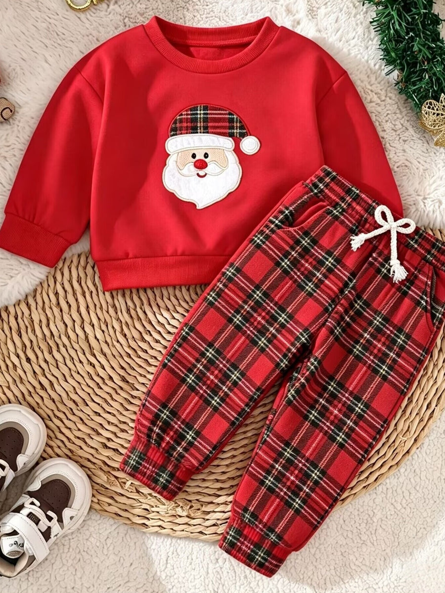 black pajama set featuring drawstring and graphic, plaid