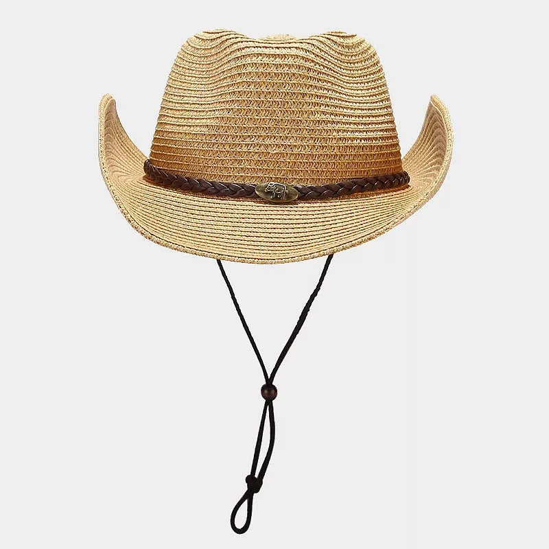 Khaki hat with N/A and drawstring