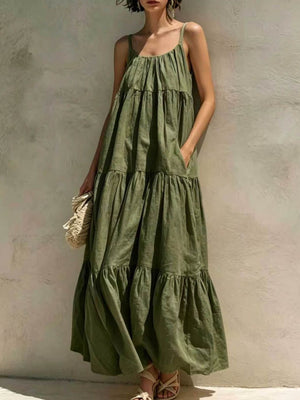 Light Blue loose maxi dress with scoop neck