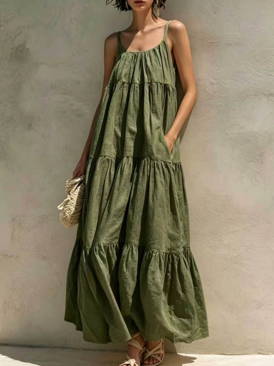 Light Blue loose maxi dress with scoop neck
