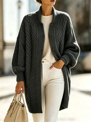 Dark Gray relaxed cardigan with collared