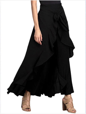 100% polyester Care instructions: Machine wash cold wide-leg pants in Gray with flared silhouette