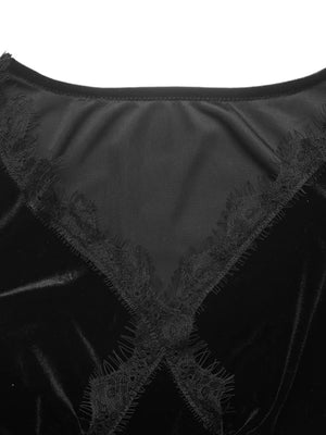 Velvet Lace Trim V-neck Mini Dress option 8