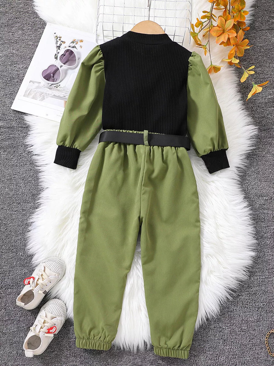 Children's Color Block Top And Pants Set option 6