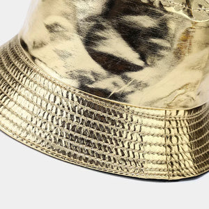 Wide Brim Bucket Hat in Leather Pink with wide brim
