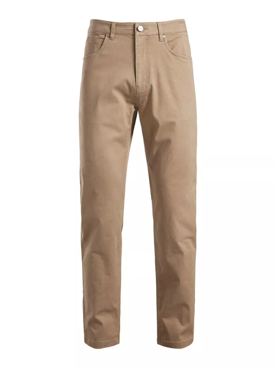 Khaki cotton sweatpants in a classic fit with a comfortable feel.