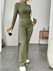 Green Two-Piece Sweater Sets